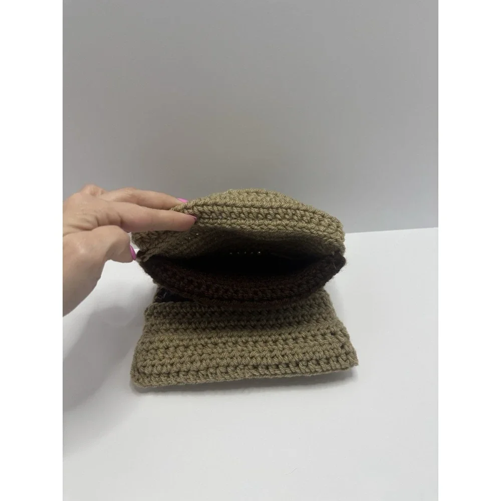 Handmade Beige Crocheted Wallet With‎ Zipper Pocket